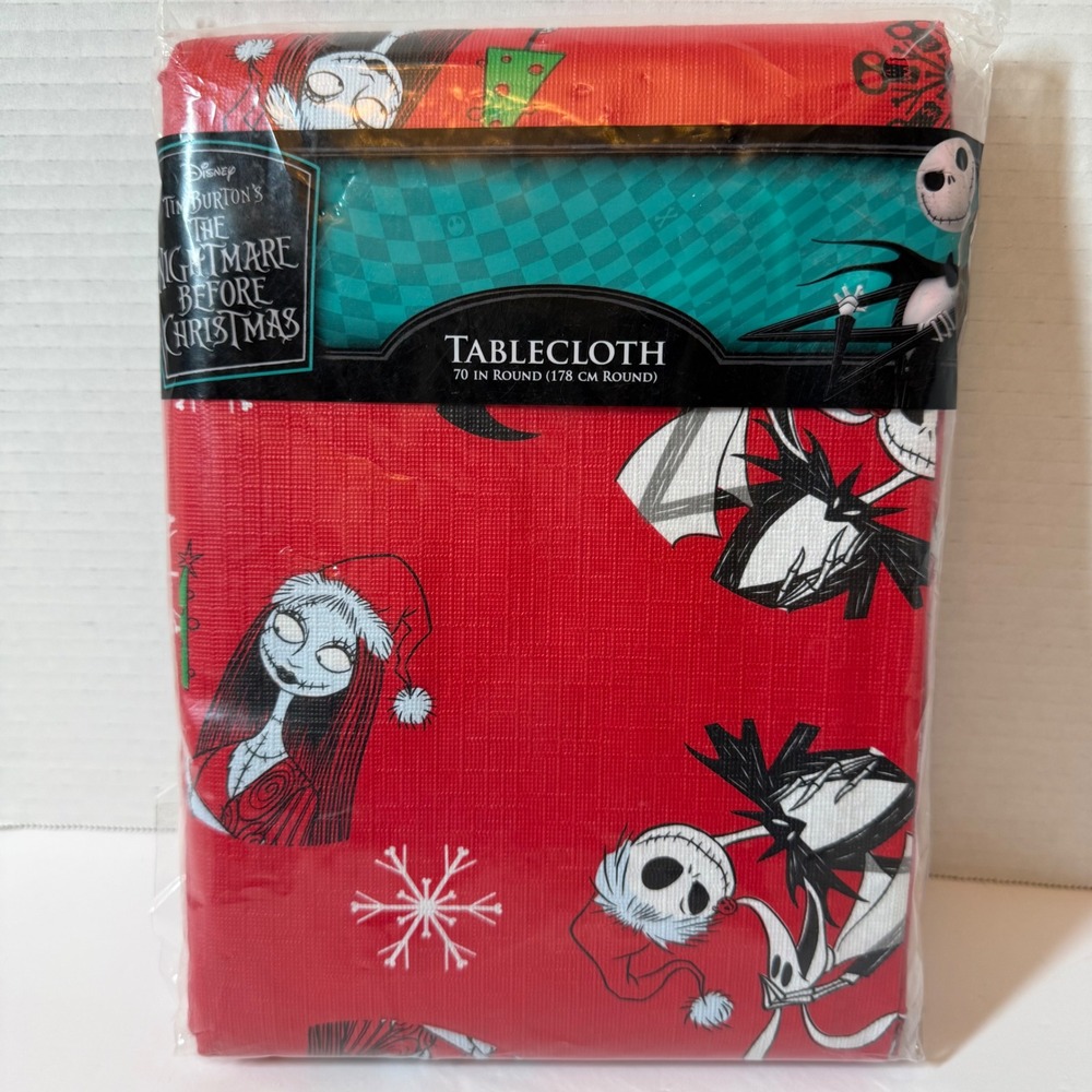 Disney Nightmare Before Christmas 70" Round Tablecloth Jack Sally Christmas New